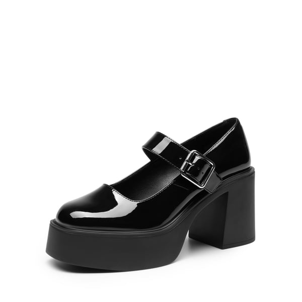 Platform Mary Jane Pumps - BLACK -  0